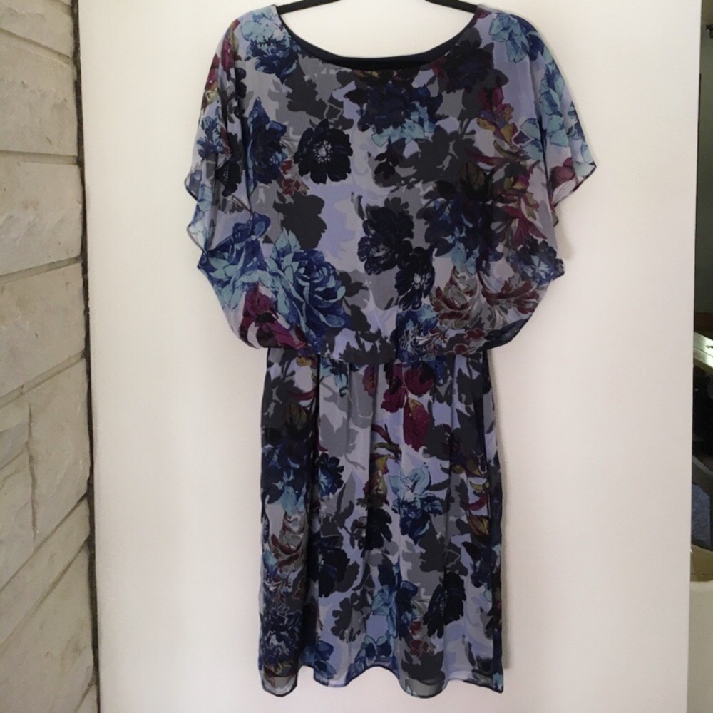 SL Fashions size 8 blue rayon Floral Spring dress